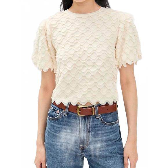 NEW ULLA JOHNSON ophelia short sleeve top in pristine